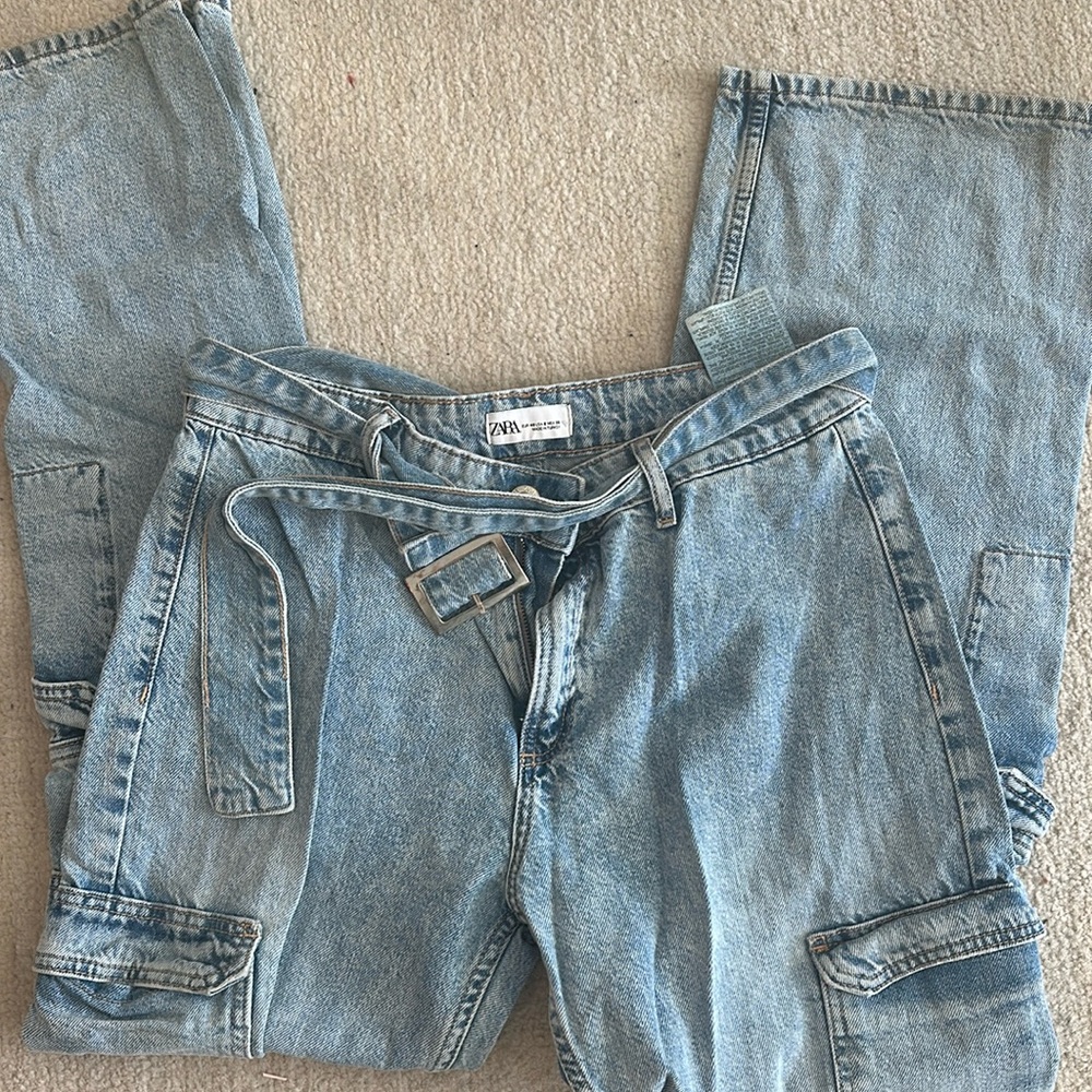 Zara Belted Cargo Jeans